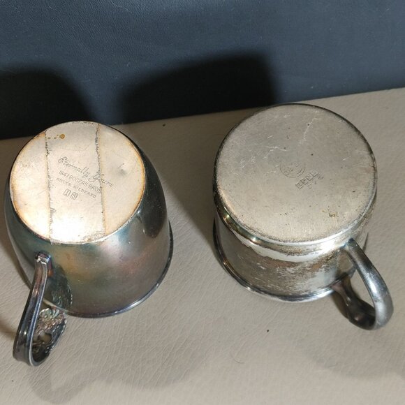 Rockford EPNS 526 1847 Roger Bros Monogram E Silver Soldered Nursery Cup Vintage - Picture 11 of 12